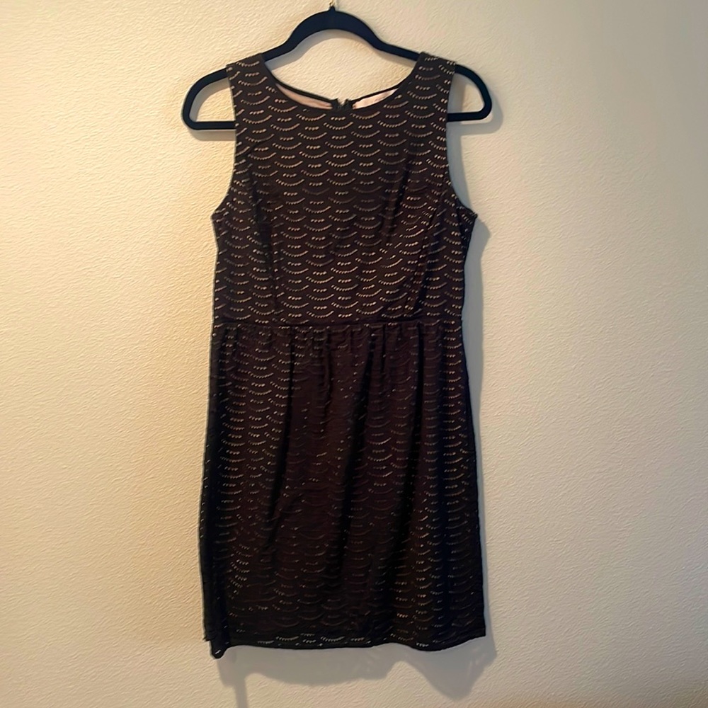 Anne Taylor LOFT black eyelet babydoll dress, size 10